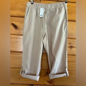 NWT COOFANDY Cropped Casual Beige Women Rolled Hem Pants S